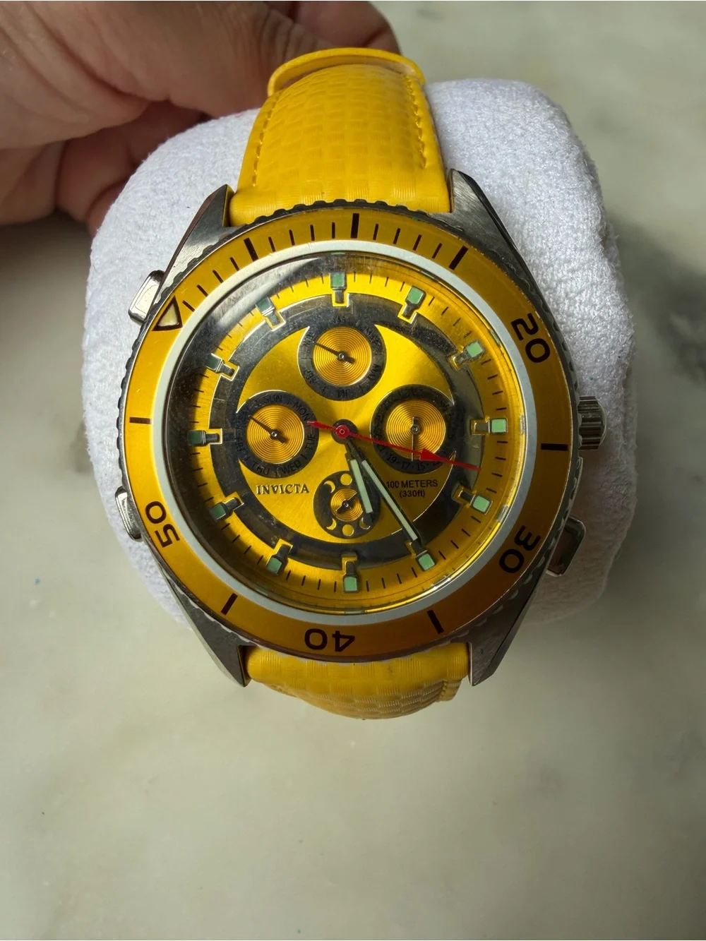 Invicta Yellow and Silver Chronograph Watch